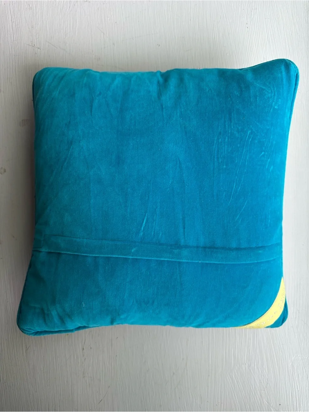 Trina Turk Wool Needlepoint Pillow Geometric Mod Coastal Blue Green 12x12